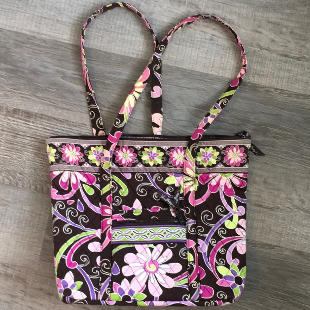 Vera Bradley Pink and Green Villager Tote Bag